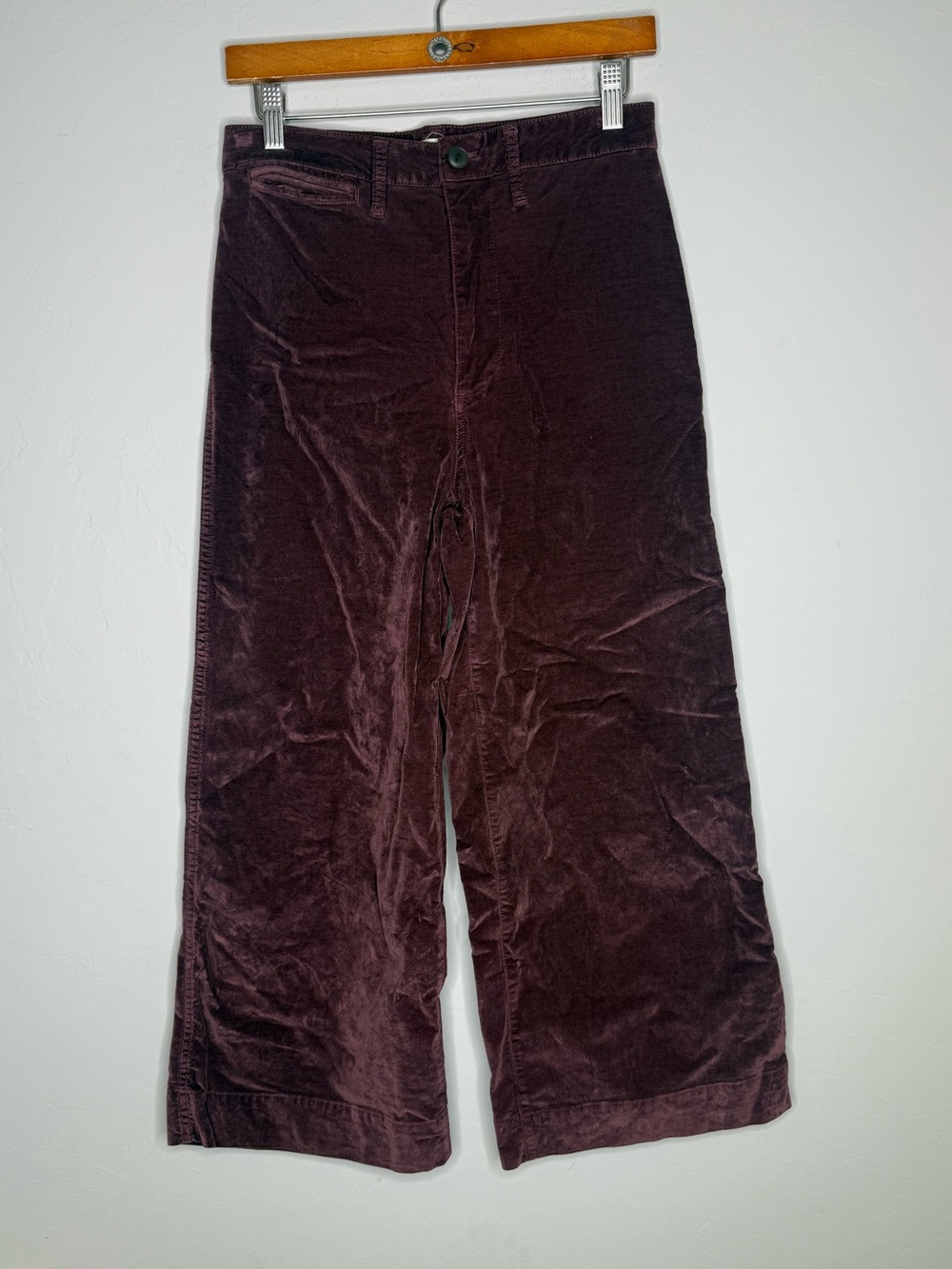 Madewell Emmett Wide-Leg Crop Pants in Velveteen rich plum size 28 - Picture 3 of 6